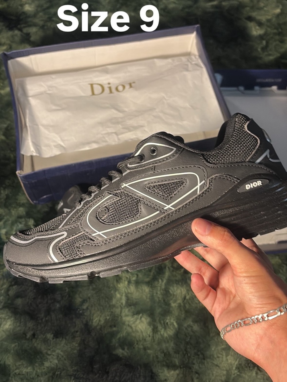 Dior Men’s Black and Gray Mesh Leather Sneakers